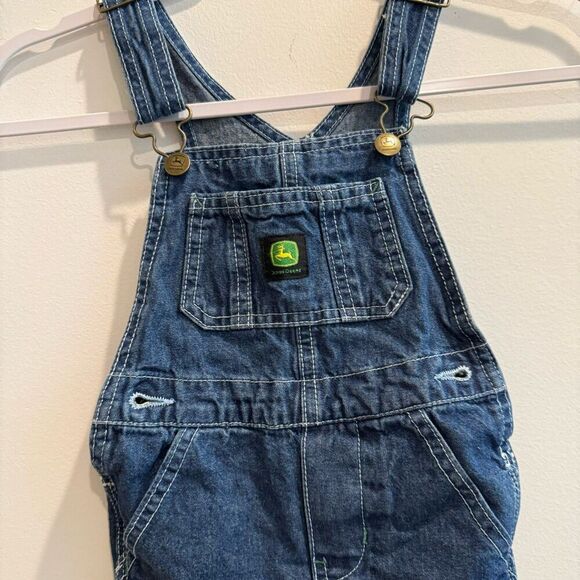 John Deere Unisex Blue Overall 2T Denim Bib Wide Leg Pockets Buckle Straps - Picture 8 of 8